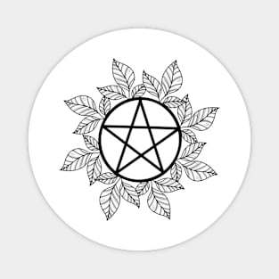 Black Leafy Pentagram Magnet